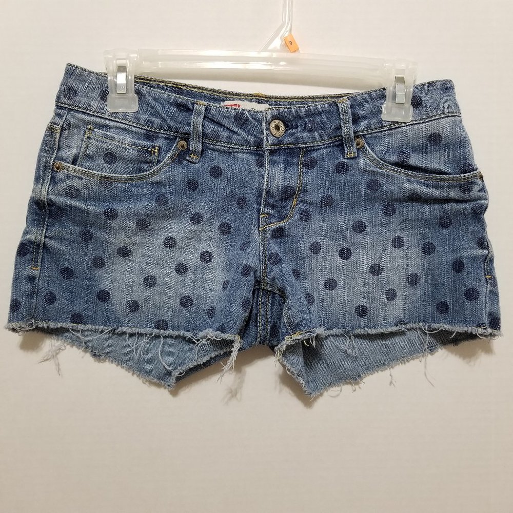 Levi's shorts 5 Shorty Short polka dot print frayed hem denim jean booty dots